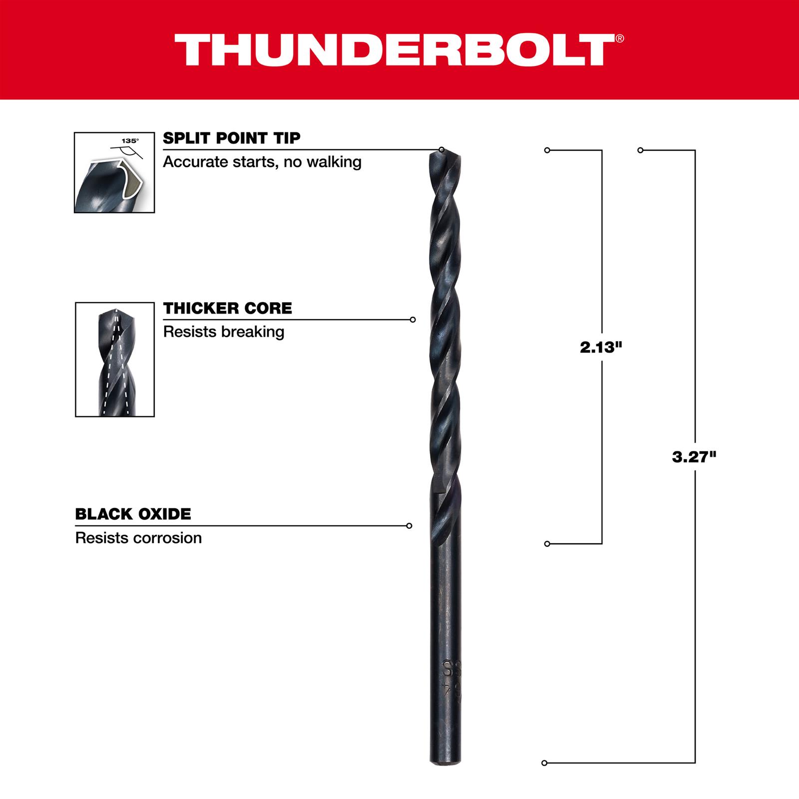 Milwaukee Tool 48-89-2717 Milwaukee Thunderbolt Black Oxide Drill Bits