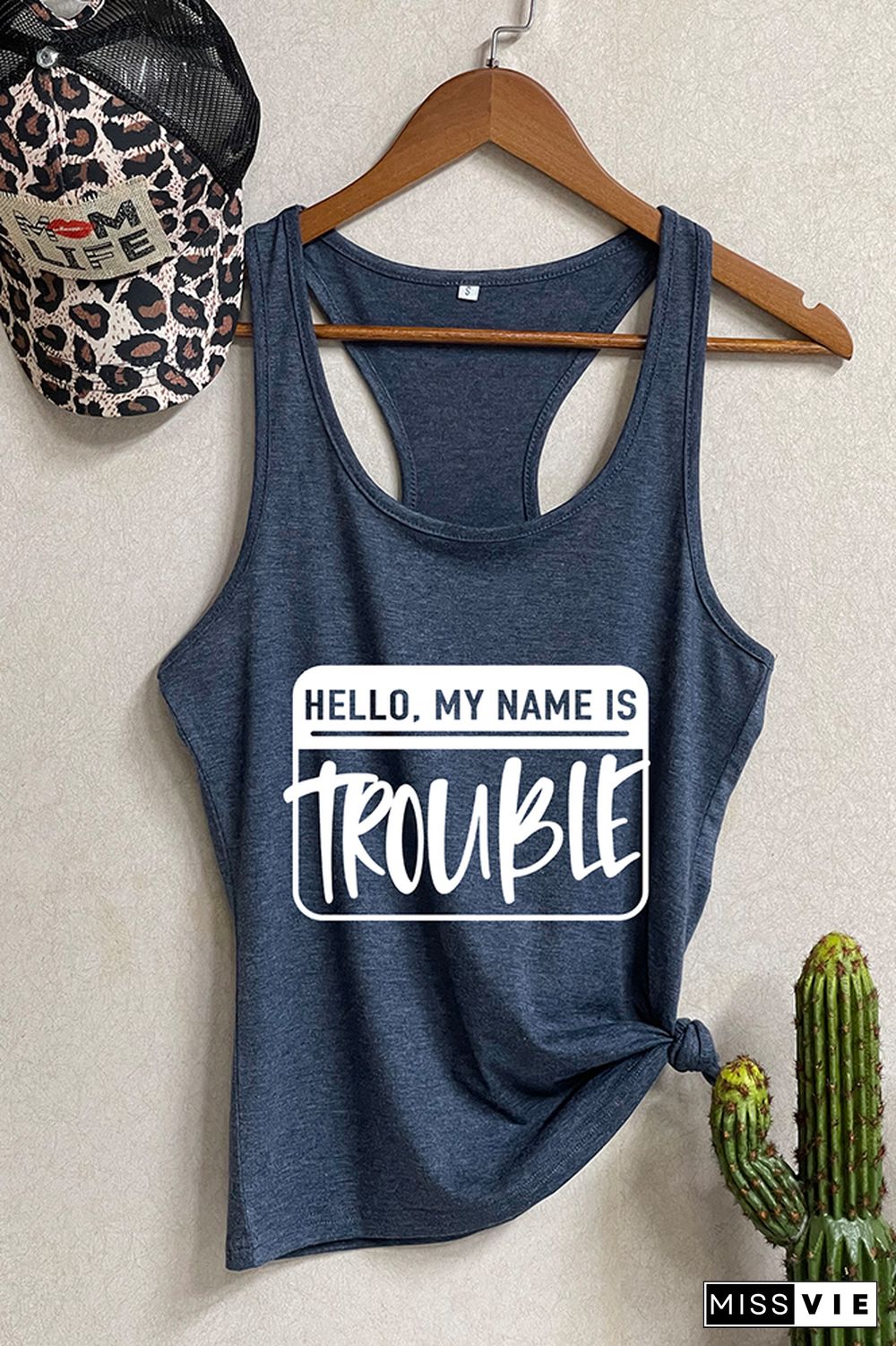 Hello My Name Is Trouble Sleeveless Tank Top Wholesale