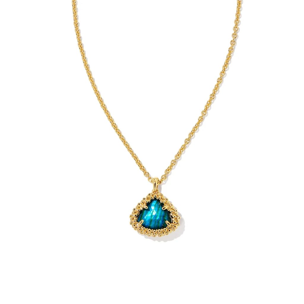 Kendra Scott  Framed Kendall Gold Short Pendant Necklace in Teal Abalone