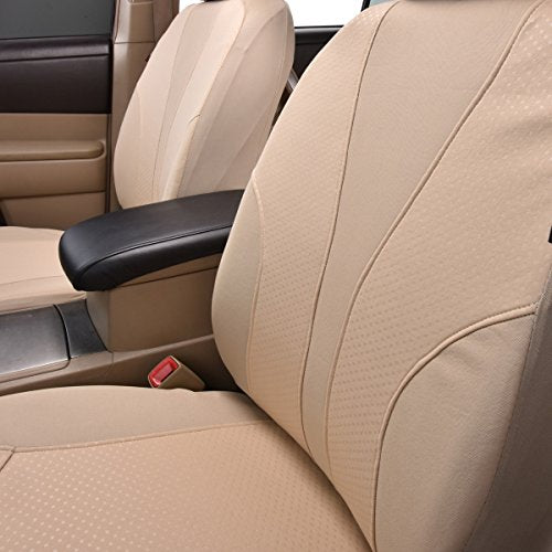 Flying Banner 9 PCS Car Seat Covers Full Cover | Universal fit Most Car，Truck，SUV and Van | Hot Stamp Breathable Composite Sponge and Airbag Compatible | Polyester Fabric Beige 039-Style