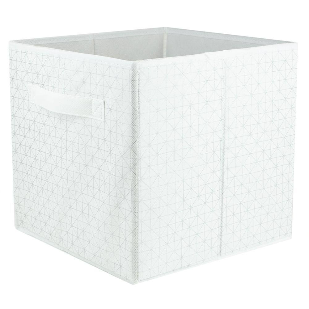 Home Basics 10.5 in. H x 10.5 in. W x 10.5 in. D White Fabric Cube Storage Bin HDC51542