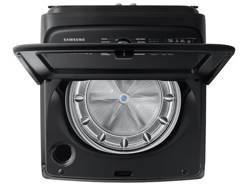 Samsung WA52A5500AV 5.2 Cu. Ft. Large Capacity Smart Top Load Washer With Super Speed Wash In Brushed Black