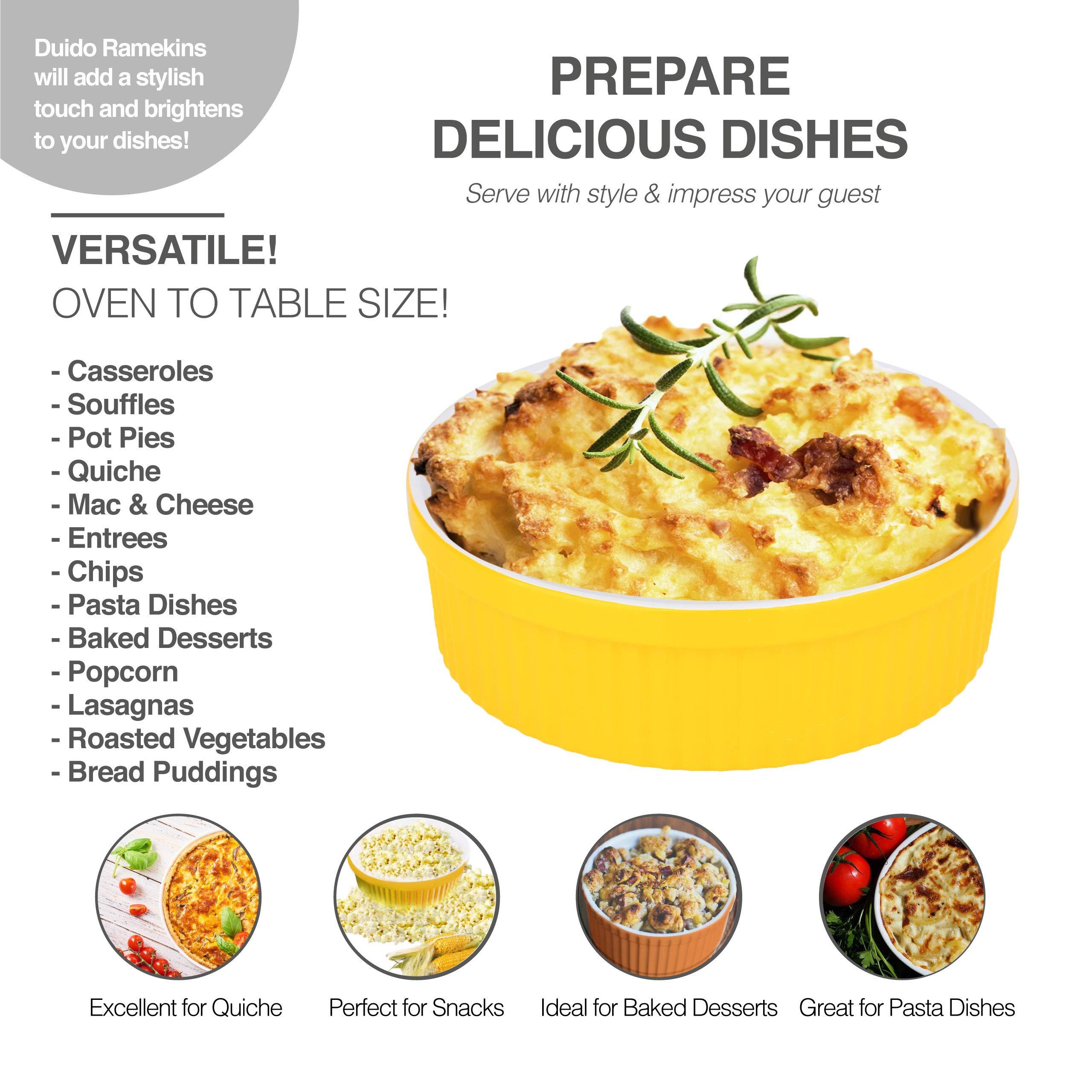 Souffle Dish Ramekins for Baking‚ 64 Oz， 2 Quart Large Ceramic Oven Safe Round Fluted Bowl with Mini Condiment Spoon for Souffle Pot Pie Casserole Pasta Roasted Vegetables Baked Dessert