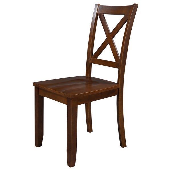 Set of 2 Modern X-Back Side Chair， Wood Breakfast Nook Dining Chairs with Solid Rubber Wood Legs for Small Places