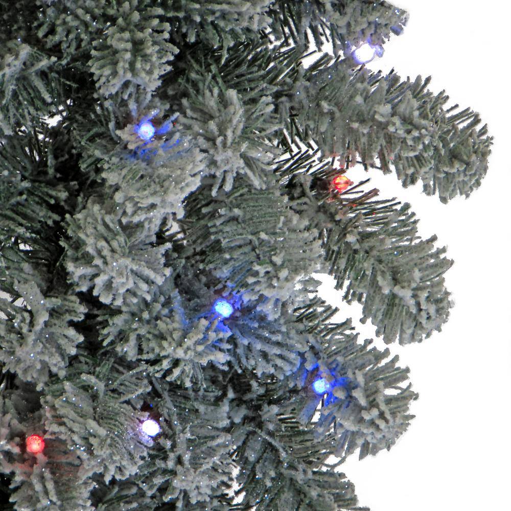  24 in. Snowy Sheffield Spruce LED Artificial Christmas Wreath with Twinkly Lights PESL3-300T-24WS