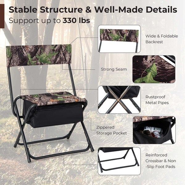 Costway Folding Hunting Chair Foldable Portable Fishing Stool with