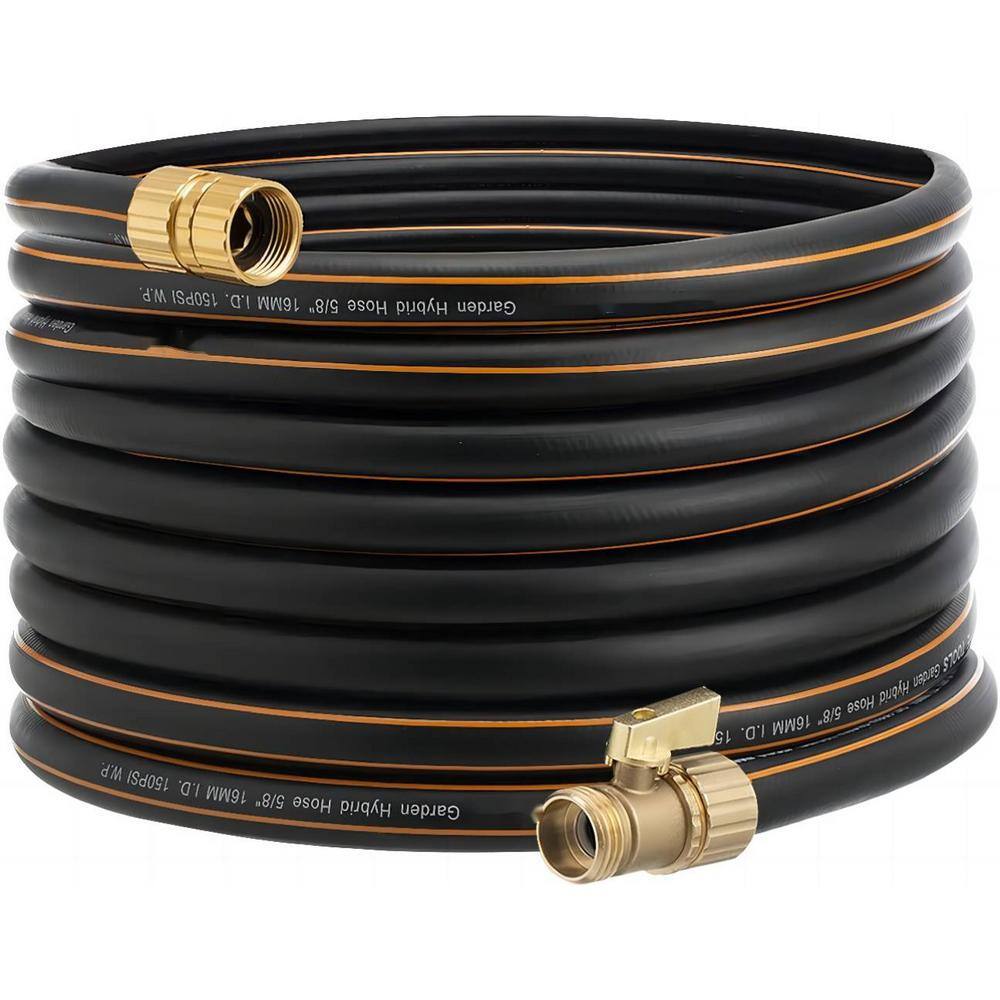 Cubilan 58 in. x 50 ft. Male and Female Fittings with Shut Off Valve Flexible Heavy-Duty Leakproof Lightweight Water Hose B09NRJ59M5