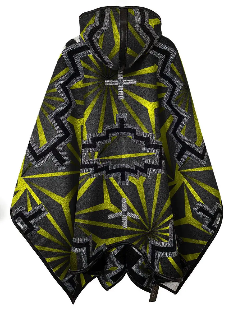 Ethnic Abstract Printing Hooded Cloak