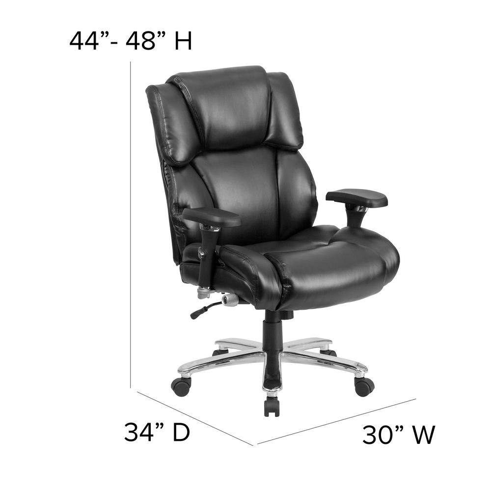 Flash Furniture Hercules Faux Leather High Back Executive Office Chair in Black Leather with Arms GO2149LEA