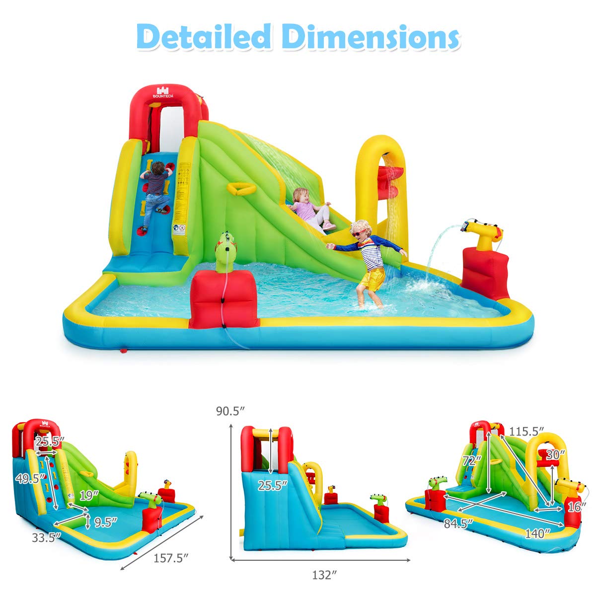 Costzon Inflatable Water Slide, 7-in-1 Giant Water Slide Bouncer Park with Blower