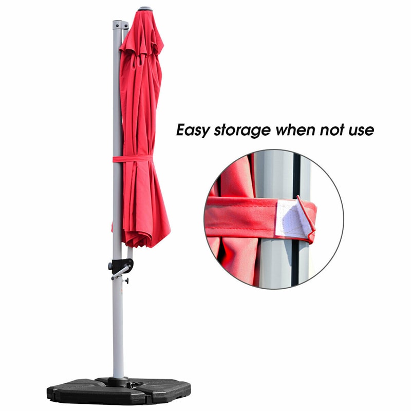 11 FT Patio Offset Cantilever Umbrella 360° Rotation Tilt with Cross Base & Crank Handle