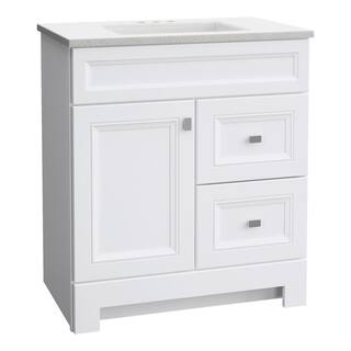 Home Decorators Collection Sedgewood 30.5 in. W x 18.8 in. D x 34.4 in. H Freestanding Bath Vanity in White with Arctic Solid Surface Top PPLNKWHT30D