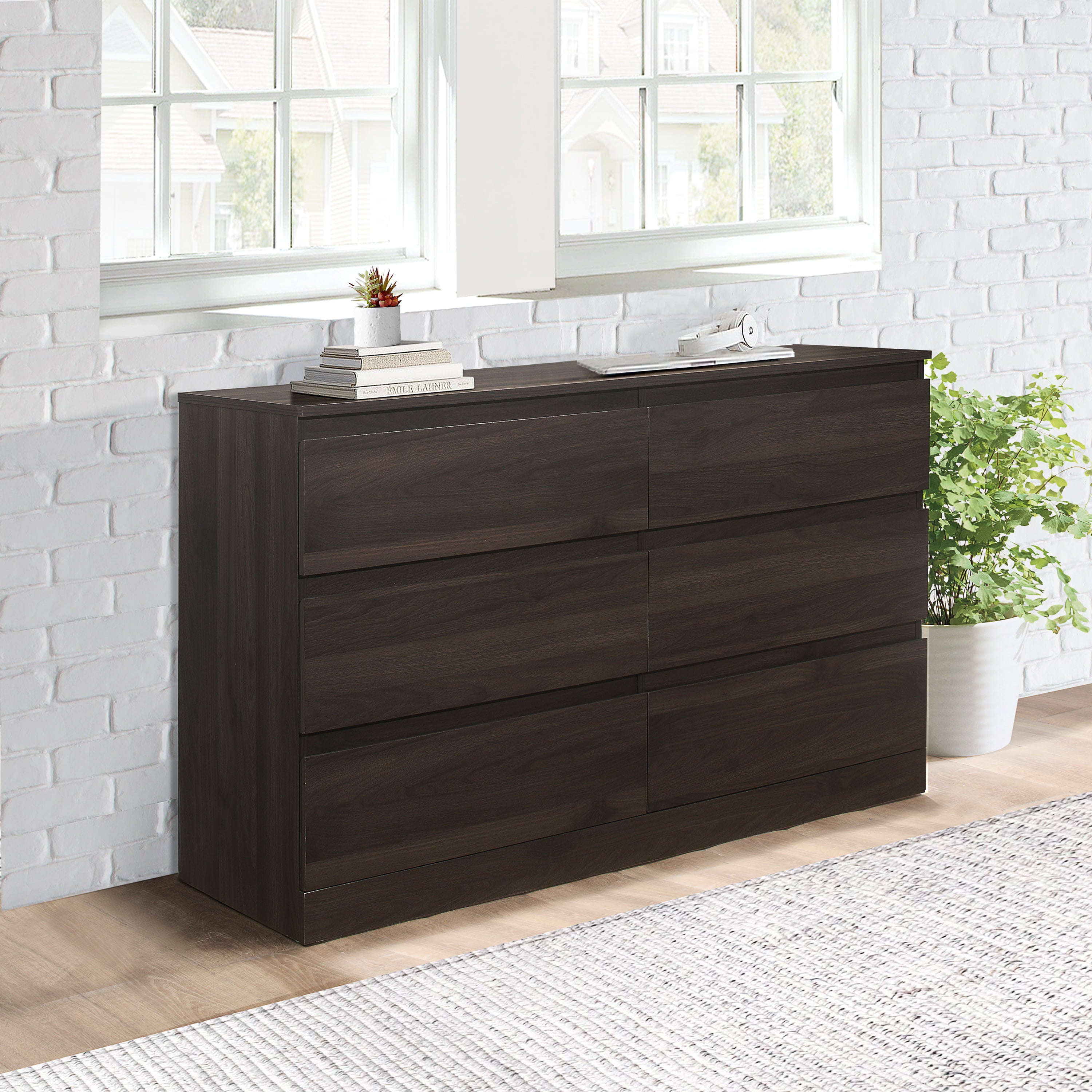 Brindle 6-Drawer Horizontal Dresser, Espresso Finish, by Hillsdale