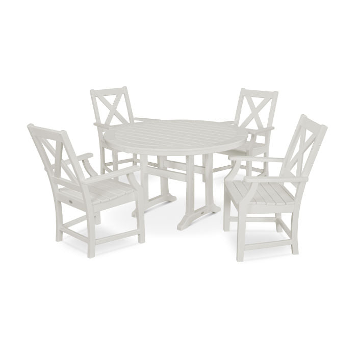 Polywood Braxton 5-Piece Nautical Trestle Arm Chair Dining Set PWS509-1