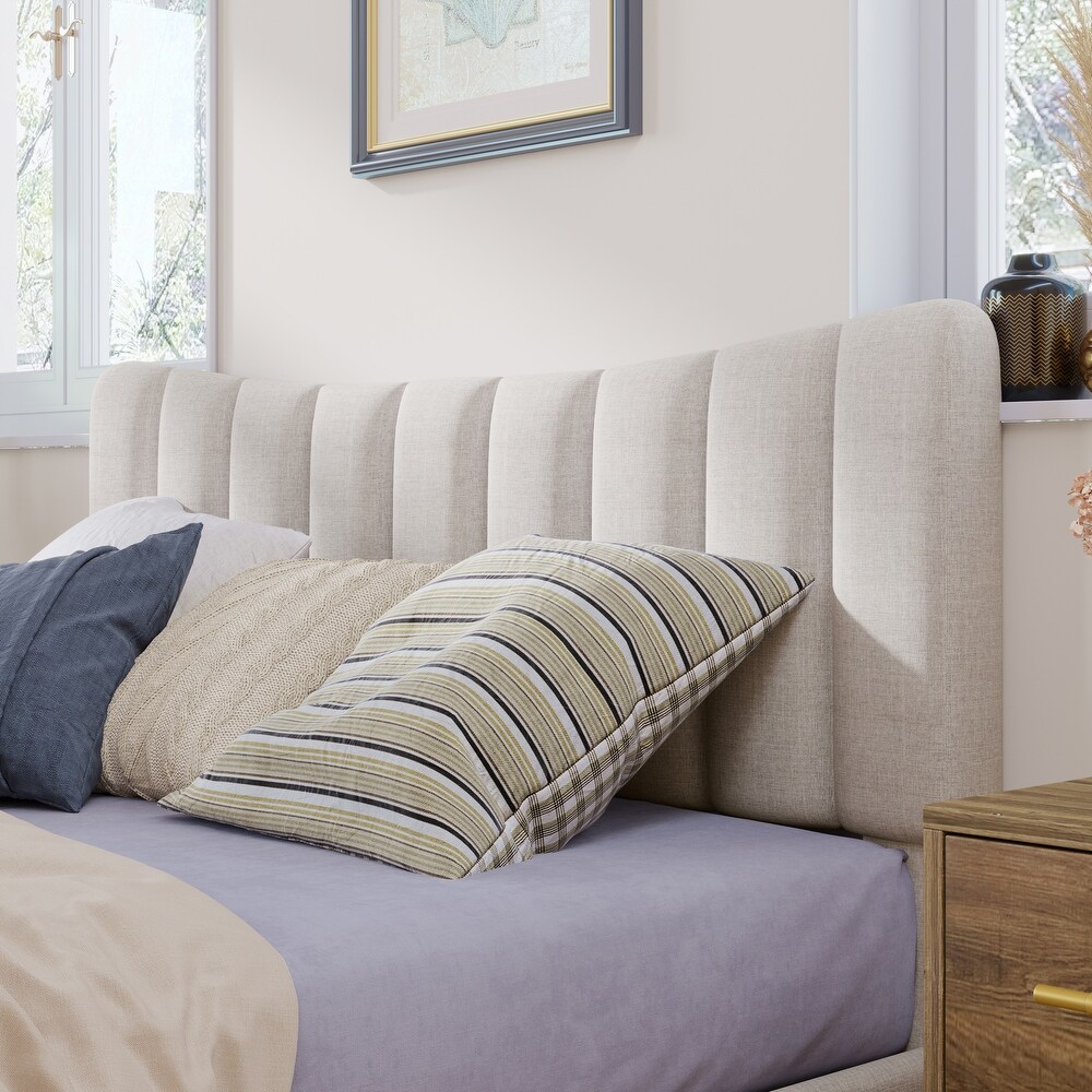 Platform Bed Frame with Vertical Channel Tufted Headboard