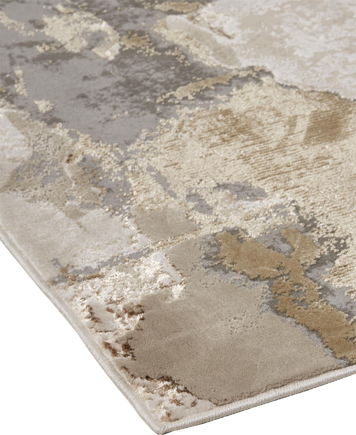 Tripoli Modern Marble Rug, Beige/Gold/Gray, 1ft - 8in x 2ft - 10in Accent Rug