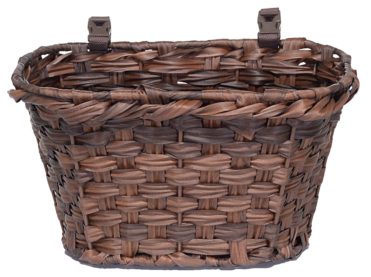 Bike Shop Woven Bike Basket with Straps， Brown