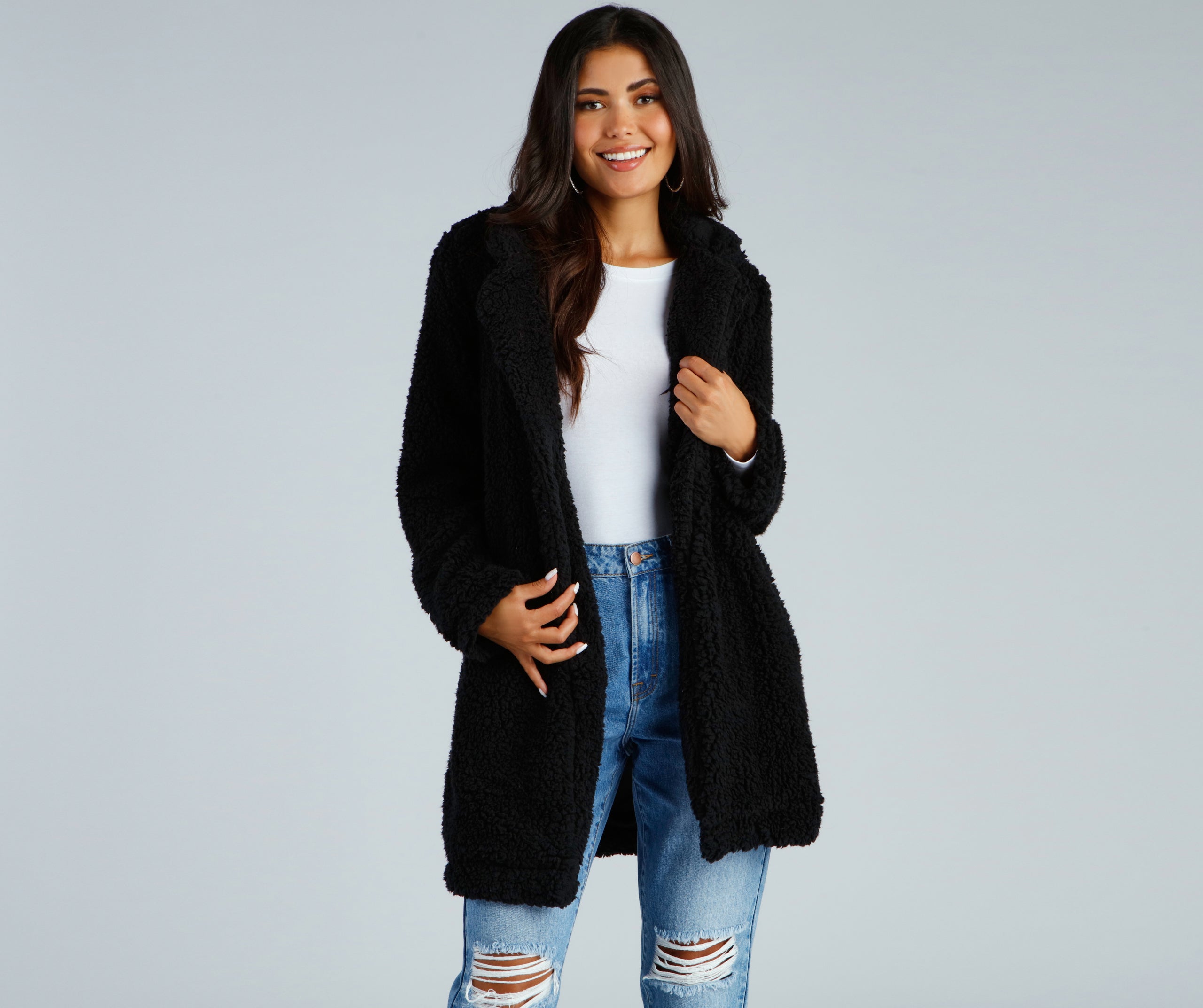 Elevated Glamour Faux Fur Longline Jacket