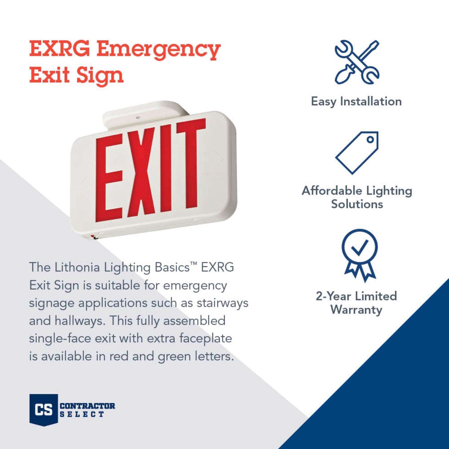 Lithonia Lighting Contractor Select Switch Hardwired LED White Exit Sign