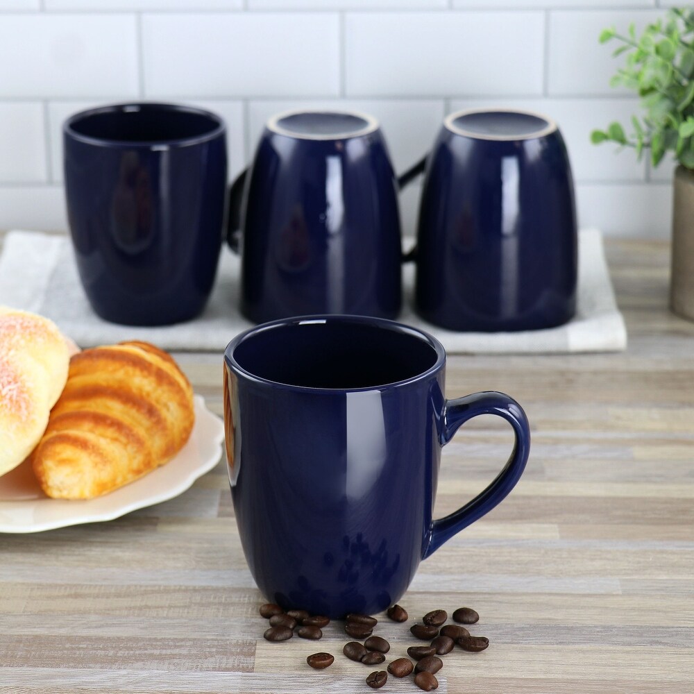 Simply Essential 4 Piece Stoneware 14.4oz Coffee Mug Set in Navy Blue