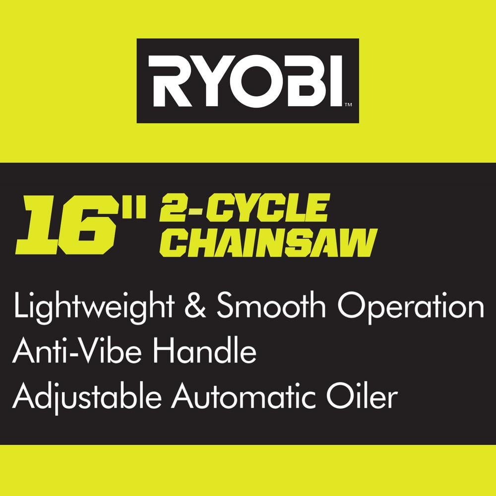 RYOBI 16 in. 37cc 2-Cycle Gas Chainsaw with Heavy-Duty Case RY3716