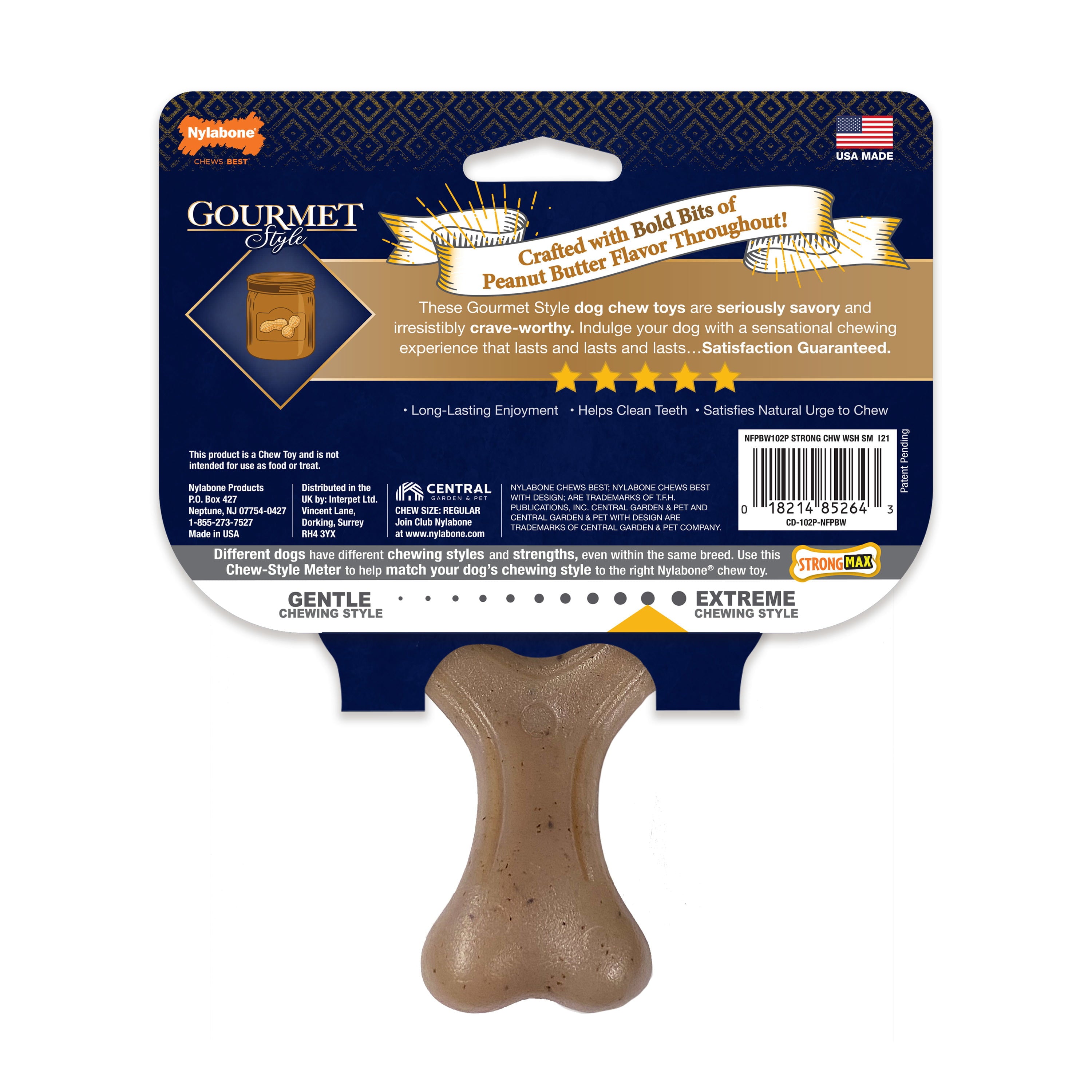 Nylabone Gourmet Style Dog Chew Toy Wishbone Peanut Butter Small/Regular (1 Count)