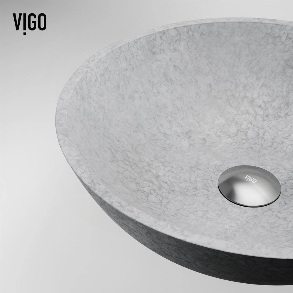 VIGO Ravenna Gothic Gray Concreto Stone 16 in. L x 16 in. W x 5 in. H Round Vessel Bathroom Sink VG04066