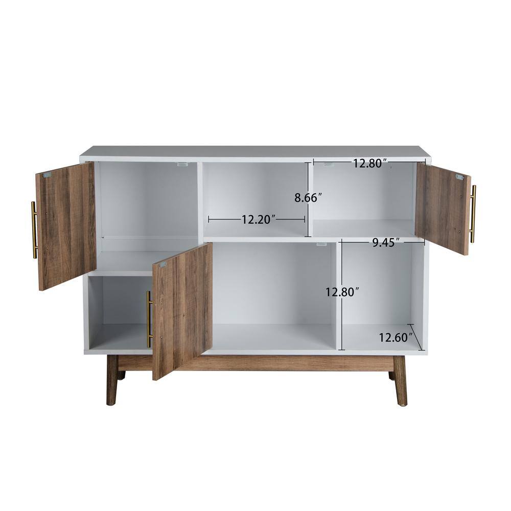 Amucolo 30.11 in. H x 40.94 in. W x 13.19 in. D White and Oak MDF Wood 6-Cube Organizer MST-CYW6-0377