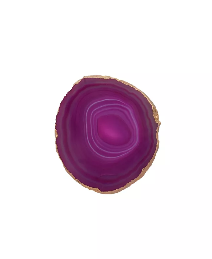 Nature's Decorations - Premium Gold-tone Trim Agate Coasters