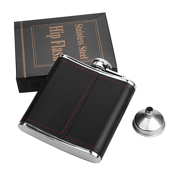 Aspire Blank 6 Ounce PU Leather Hip Flask with Fun...