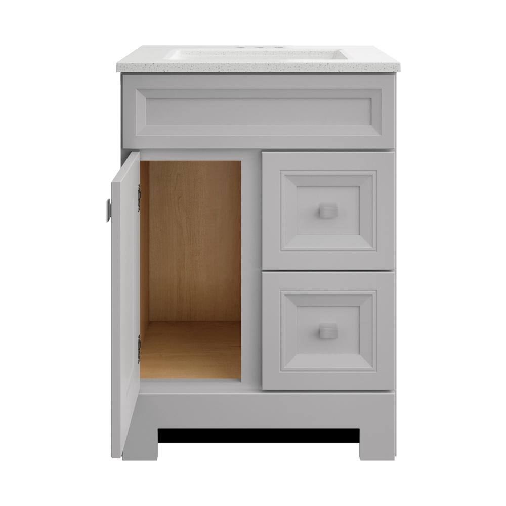 Home Decorators Collection Sedgewood 24.5 in. W x 18.8 in. D x 34.4 in. H Freestanding Bath Vanity in Dove Gray with Arctic Solid Surface Top PPLNKDVR24D