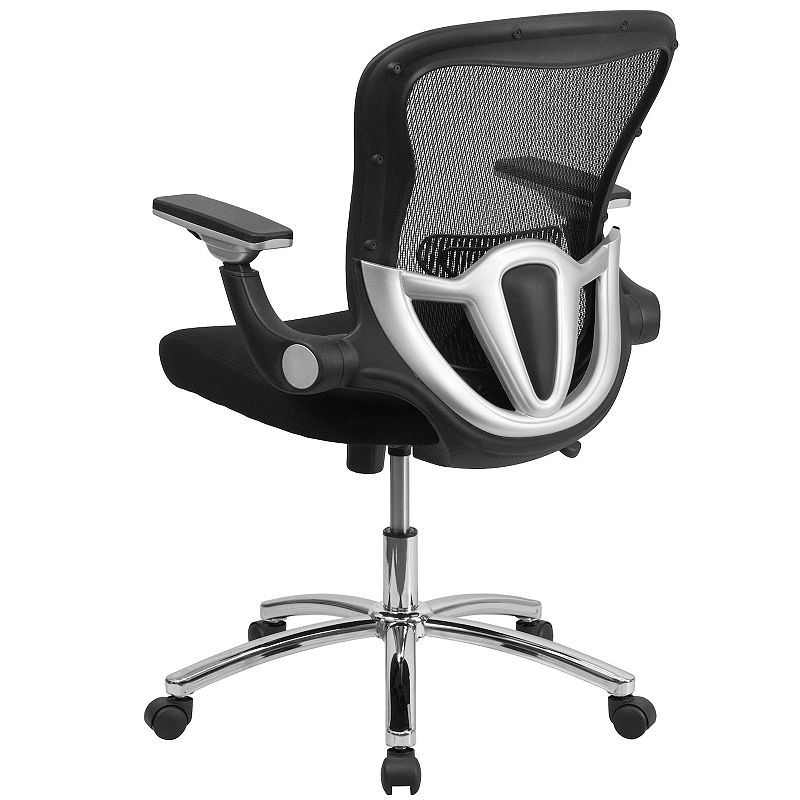 Emma and Oliver Mid-Back Black Mesh Swivel Ergonomic Office Chair - Height Adjustable Flip-Up Arms