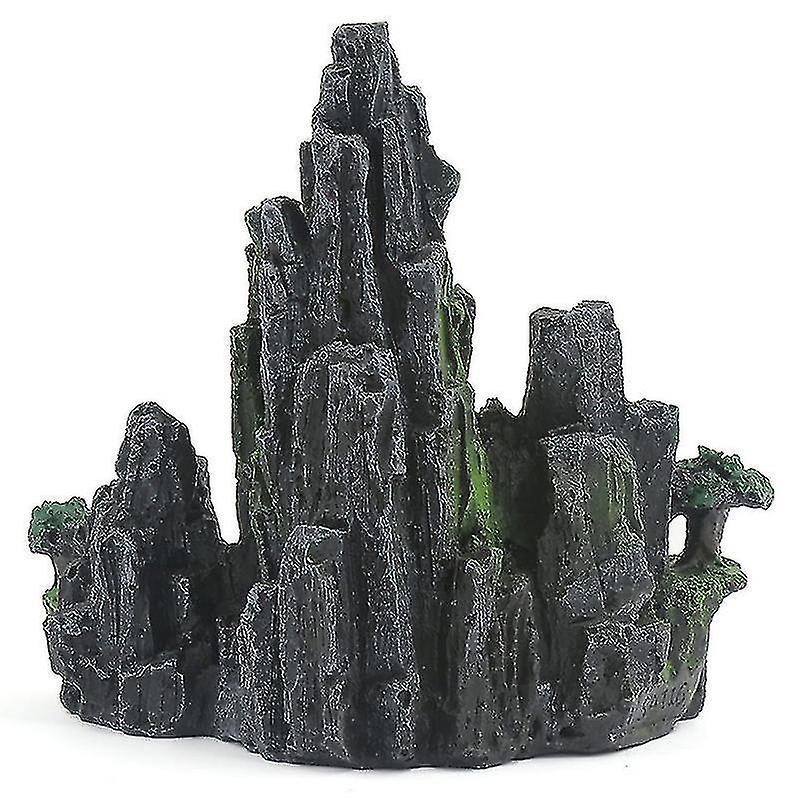 Aquarium Ornament Resin Rockery Artificial Hill Resin Mountain View Rock Decorating Ornament Fish T