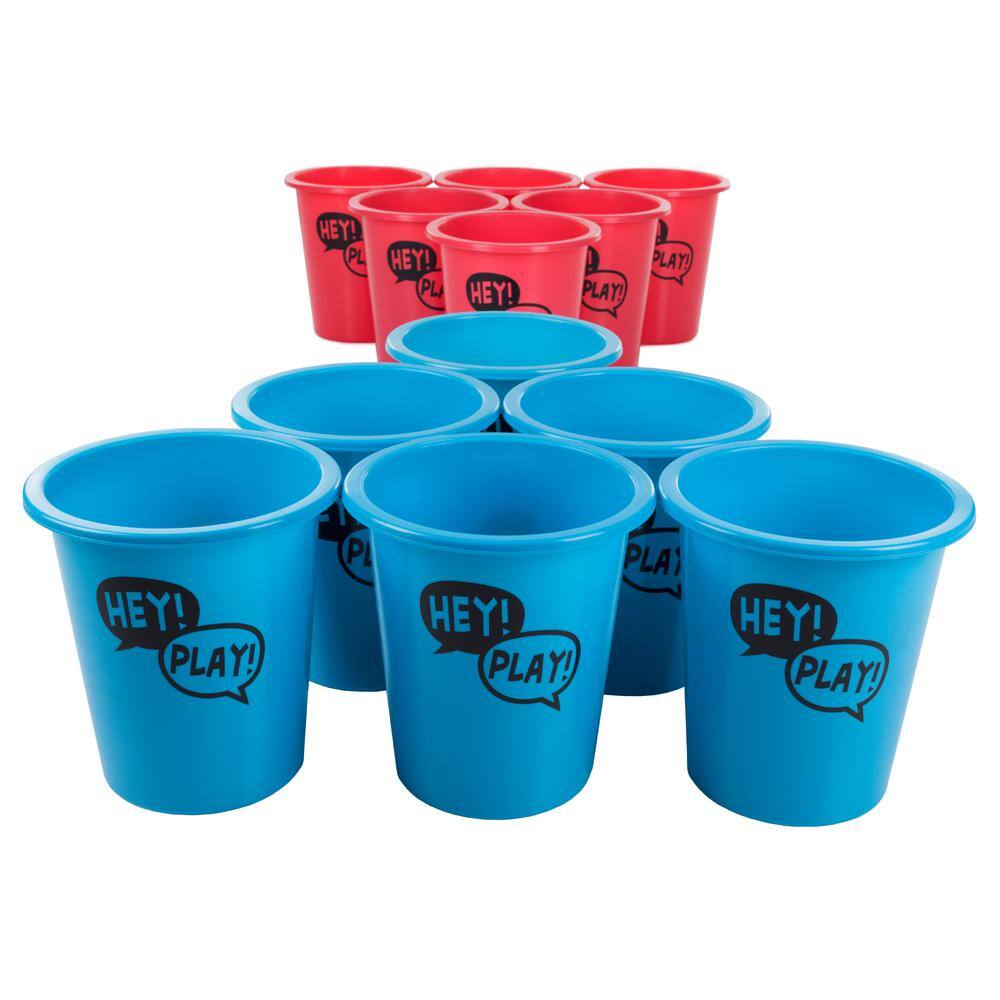 Trademark Games Giant Red and Blue Yard Pong Game for Whole Family with 12 Buckets 2 Balls and Carrying Tote W350102