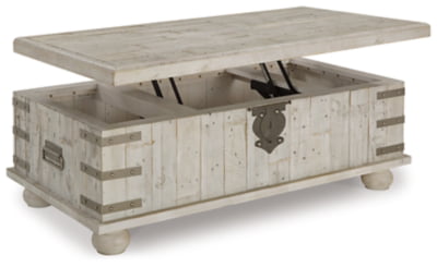 Signature Design by Ashley Carynhurst Lift Top Rustic Farmhouse Cocktail Table, Antique Off White