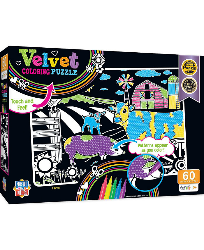 MasterPieces Puzzles Velvet Coloring - Farm 60 Piece Kids Jigsaw Puzzle