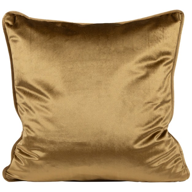 Solid Umber Brown Plush Pipe Edged Square Throw Pillow