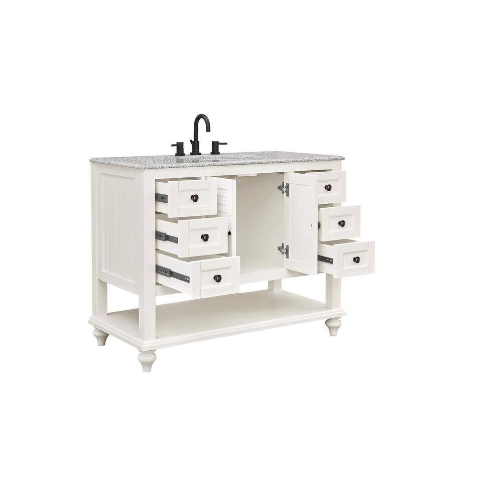 Home Decorators Collection Hamilton 43 in. W x 22 in. D x 35 in. H Open Shutter Bathroom Vanity in Ivory with Grey Granite Top 19084-VS43-AW