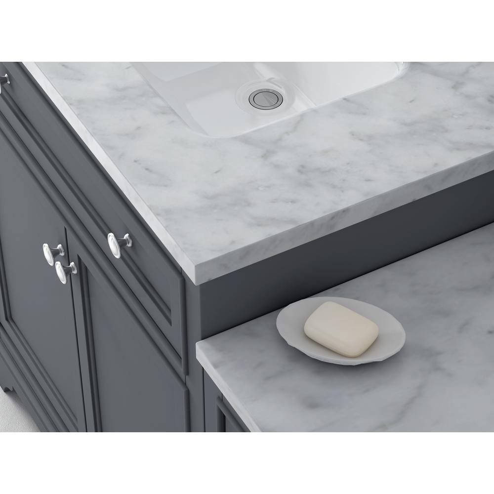 Home Decorators Collection Mornington 54 in. W x 21 in. D x 38 in. H Single Bath Vanity in Grey with Marble Vanity Top in White with White Sink MD-V036-2017-GR