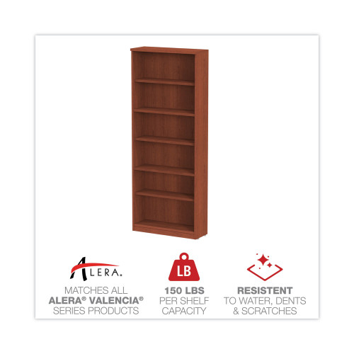 Alera Valencia Series Bookcase， Six-Shelf， 31.75w x 14d x 80.25h， Medium Cherry (VA638232MC)