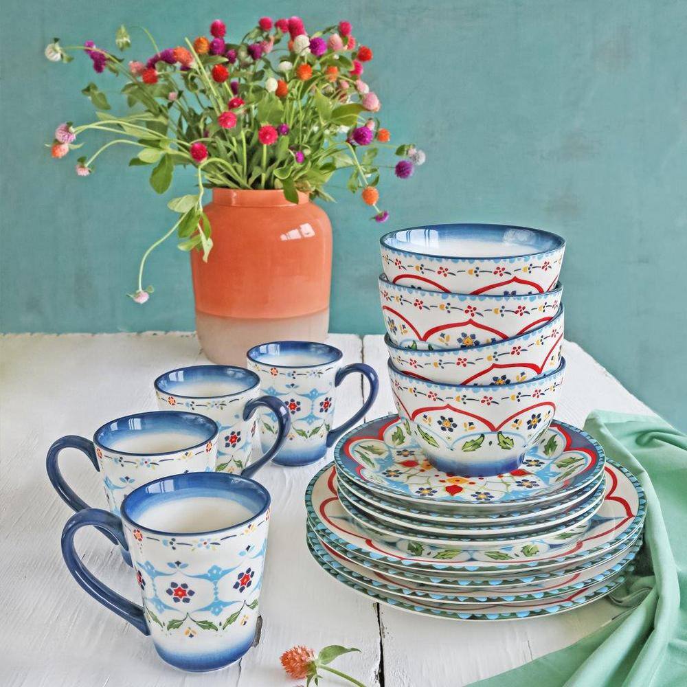 Over and Back Tuscany 16 pc patterned Stoneware Dinnerware set (Service for 4) 913879