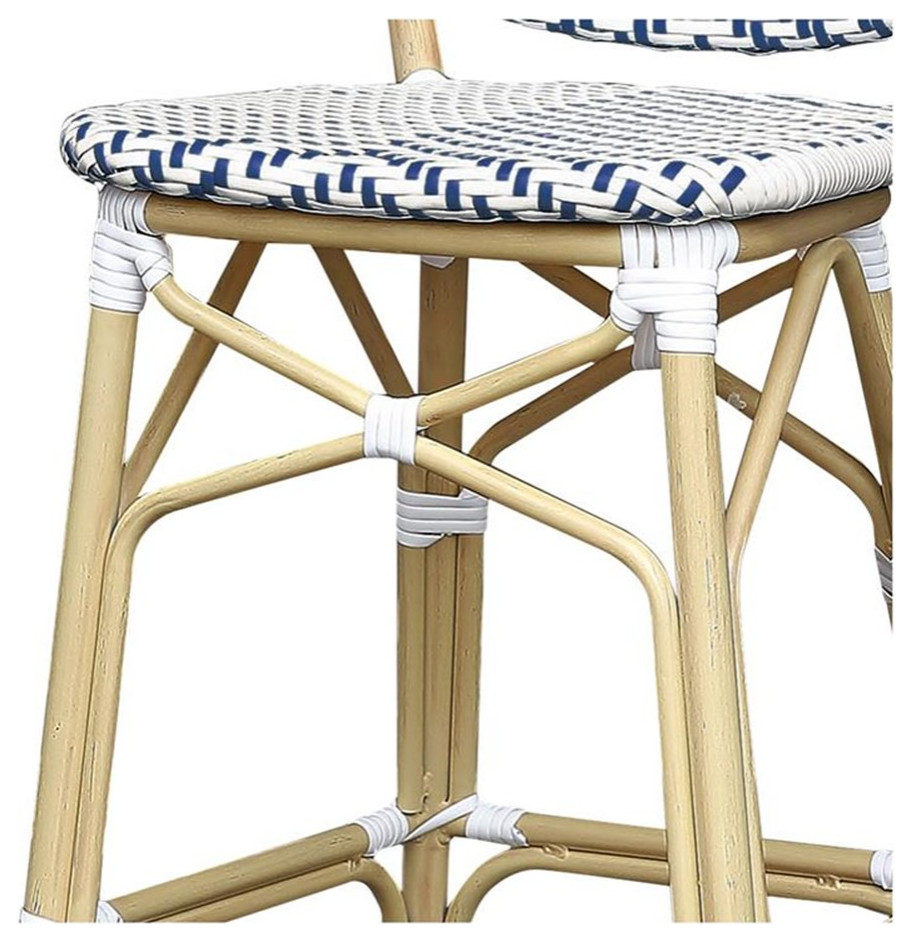 Afuera Living Aluminum Patio Bar Chair in Navy Finish (Set of 2)   Tropical   Outdoor Bar Stools And Counter Stools   by Homesquare  Houzz