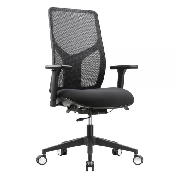 WorkPro 4000 Series Multifunction Ergonomic Mesh/Fabric High-Back Executive Chair， Black/Black