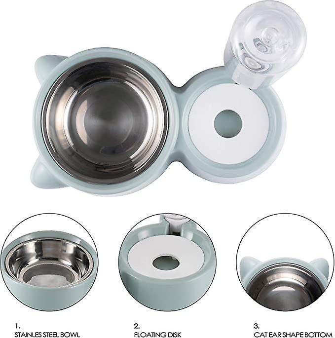 Double Dog Cat Bowl， Water And Food Bowl Set With Detachable Stainless Steel Bowl， Automatic Water Drinking Bottle， Pet Feeder For Small Medium Sized