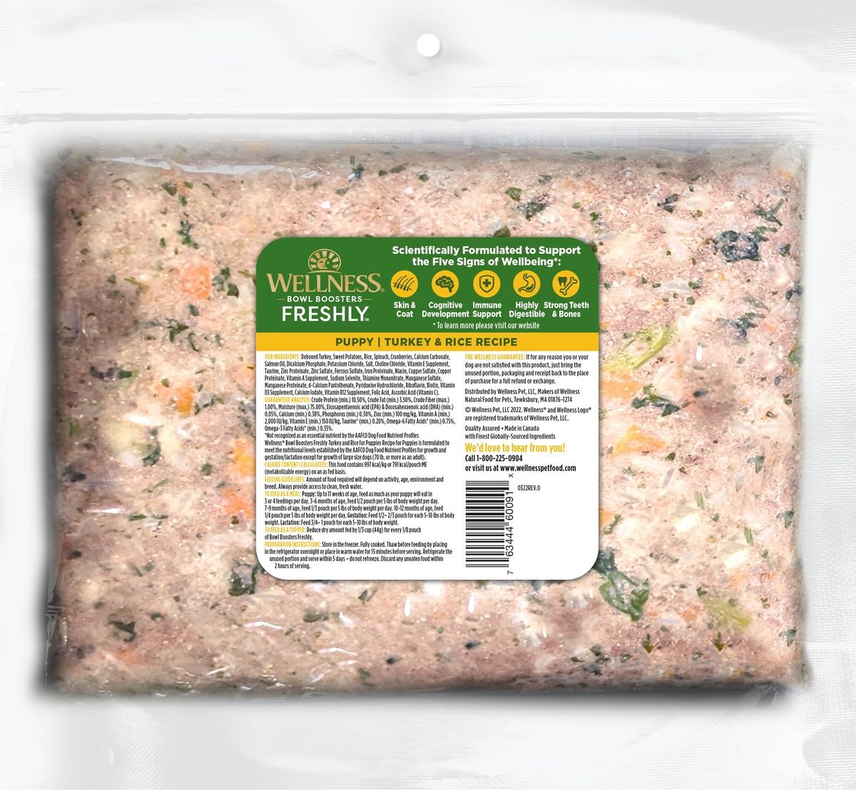 Wellness Bowl Boosters Freshly Puppy Frozen Fresh Turkey and Rice Dog Food