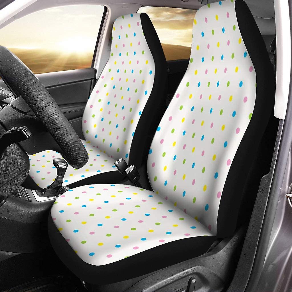 Set Of 2 Car Seat Covers Colored Dots Universal Auto Front Seats Protector Fits For Car，suv Sedan，truck D---44672