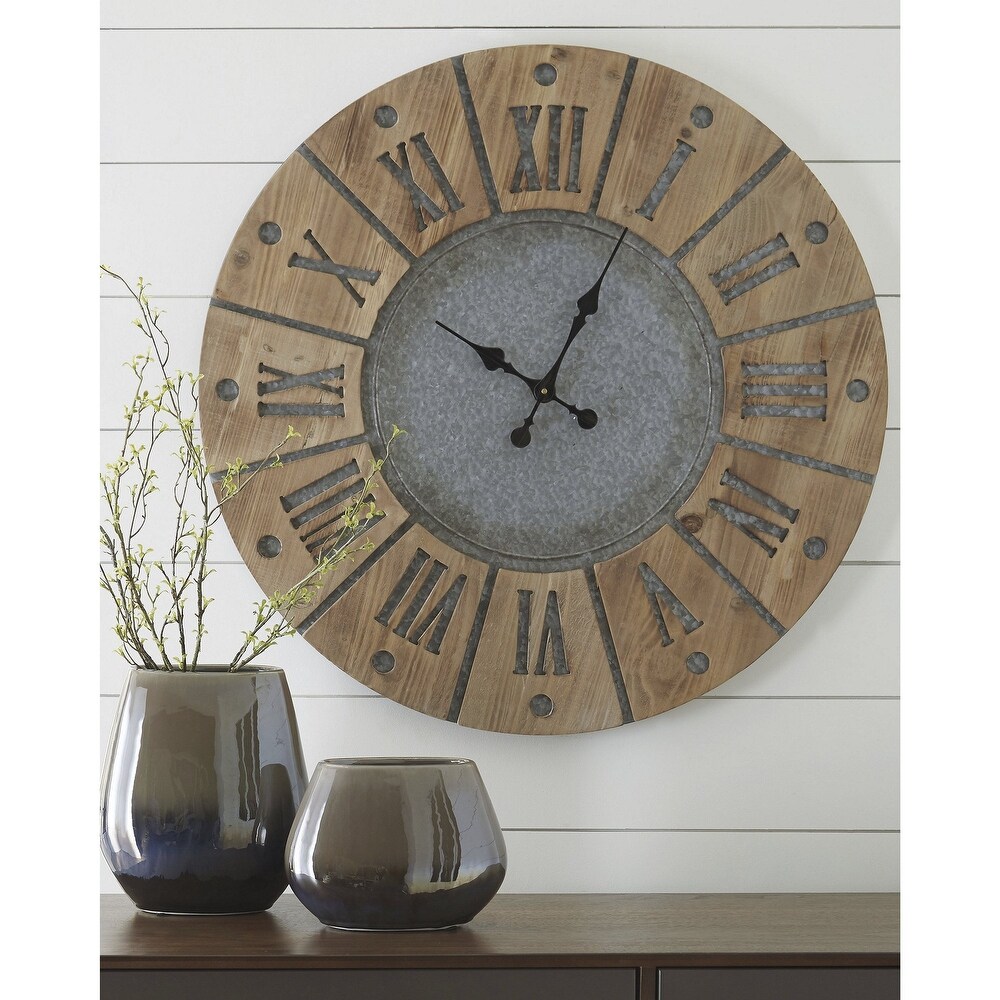 Payson Gray/Brown Modern Farmhouse Wooden Wall Clock   30.75\