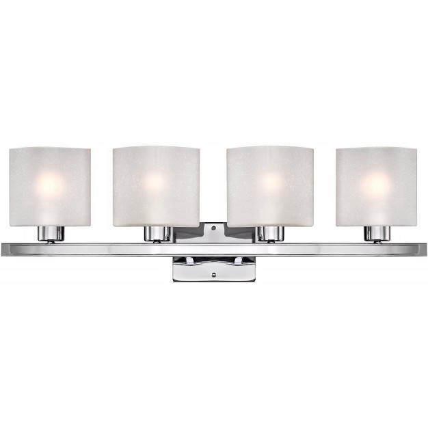 Wide 4 light Fixture White Linen Glass For Bathroom Vanity