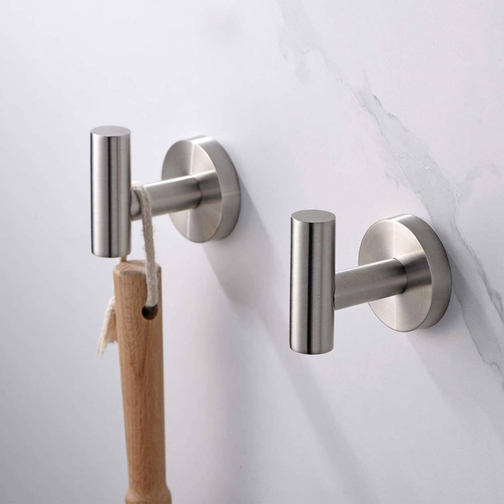 JimsMaison 2-Piece Wall Mounted J-Hook RobeTowel Hook in Brushed Nickel JMDRBH11BN