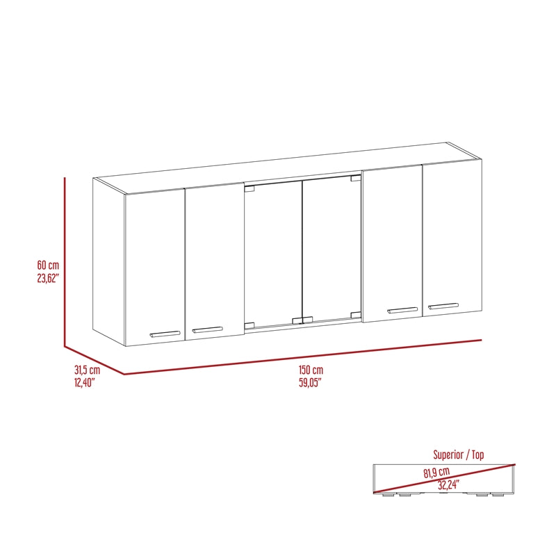 Home Square 2-Piece Set with Wall Cabinet and Kitchen Cart in White